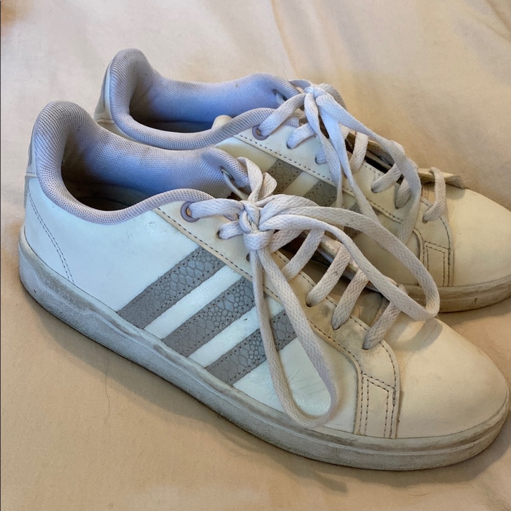 Adidas White and Lavender/Gray Sneakers
